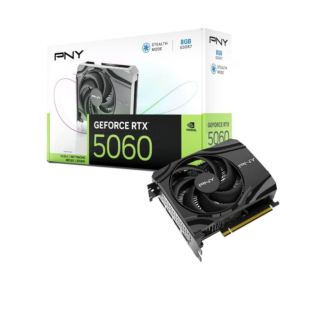 PNY NVIDIA GeForce RTX™ 5060 Single Fan, Graphics Card (8GB GDDR6, 128-bit, PCIe® 5.0